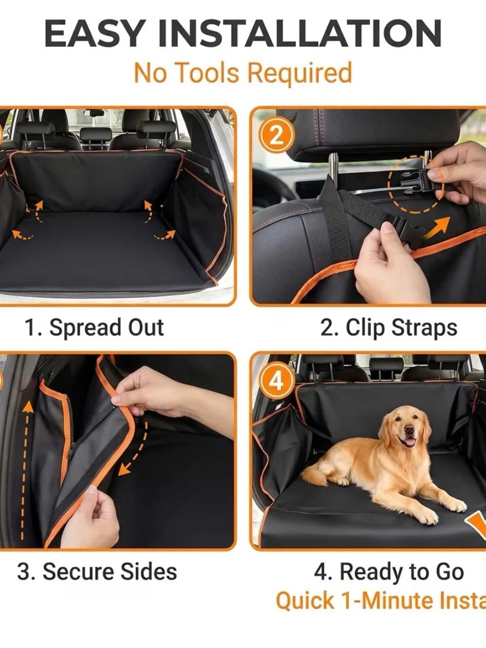Black & Orange SUV Dog Cargo Liner - Total Protection